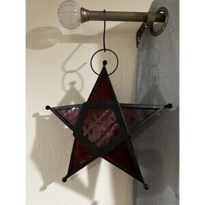 pier 1 imports Star Shaped Garden Hanging Lantern Tea Light Candle Holder Amber